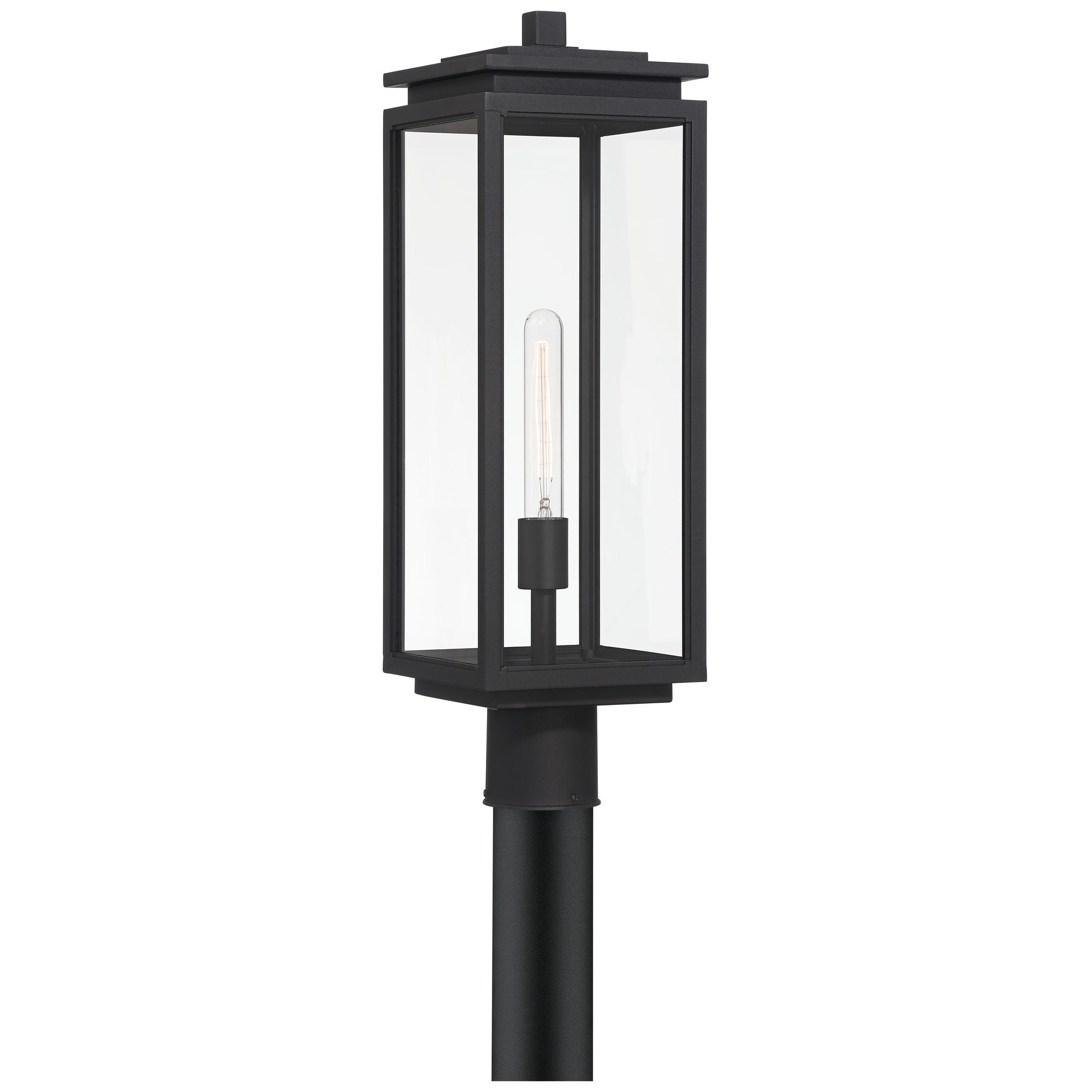 Possini Euro Design Atkins 23 1/4" High Modern Outdoor Post Light Fixture Pole Porch Edison Bulb Matte Black Die Cast Metal