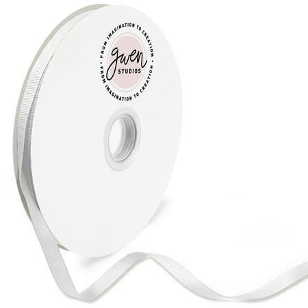 UPC: 0810056349165 | White Grosgrain Ribbon for Crafts and Bows  3/8  x 100 Yards by Gwen Studios