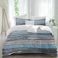 thumbnail image 2 of Vintage Blue Brown Grey Bedding 3 Piece Duvet Cover Set Queen Size, Retro Farmhouse Wooden Country Soft Microfiber Comforter Cover with Zipper Closure & Pillowcases, FadeResistant Quilt Cover, 2 of 9