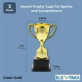 3 Pack 7 Inch Gold Plastic Trophies for Kids, Award Trophy Cup Set for Sports Tournaments