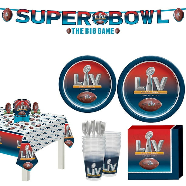 Party City Super Bowl Deluxe Tableware Supplies for 18 Guests, Include