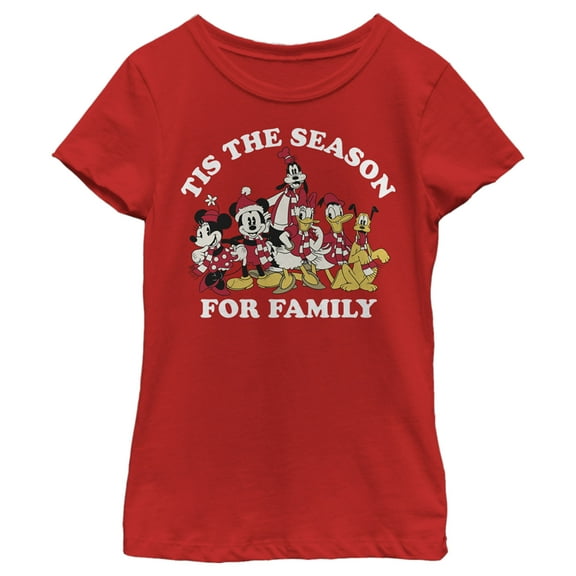 Girl's Mickey & Friends Season For Family  Graphic Tee Red X Small