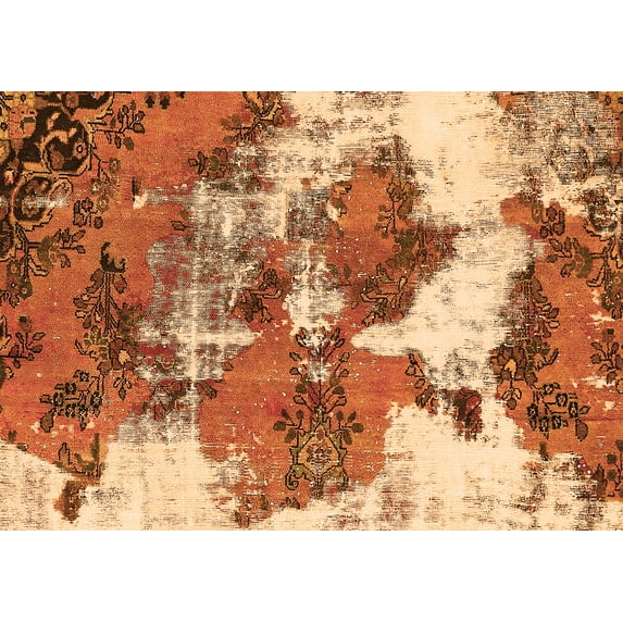 Ahgly Company Indoor Rectangle Abstract Orange Modern Area Rugs, 2' x 4'