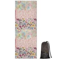 Pioneer Flower Floral Print Pattern Hot Yoga Mat Towel Non Slip for Hot Yoga - Quick-Drying Yoga Mat Cover with 4 Corner Pockets with Travel Bag - Hot Yoga Towel Non Slip 70"x26"