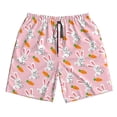 thumbnail image 2 of Honeii's Rabbit And Carrot Print Men's Casual Shorts with Drawstring，Swim Trunks Quick Dry Beach Shorts, 2 of 5