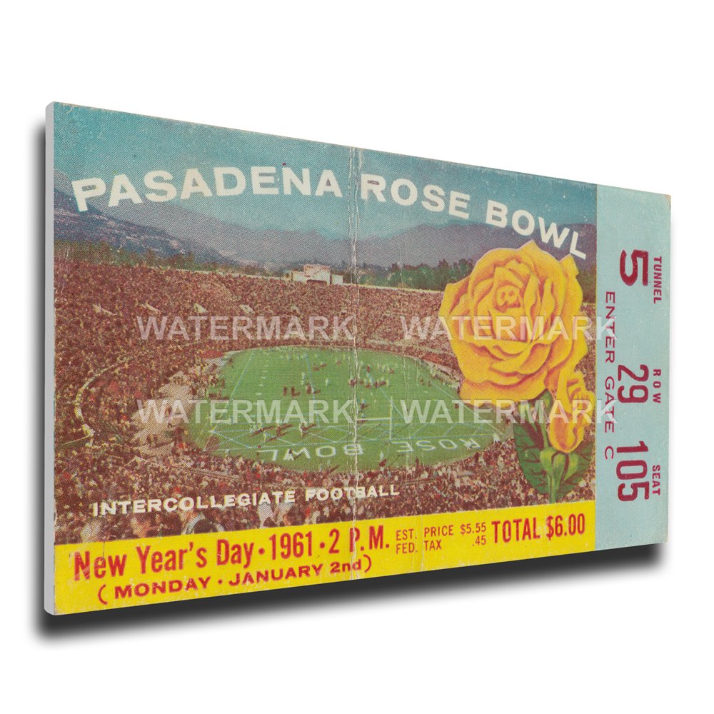 1961 Rose Bowl Canvas Mega Ticket Washington Huskies