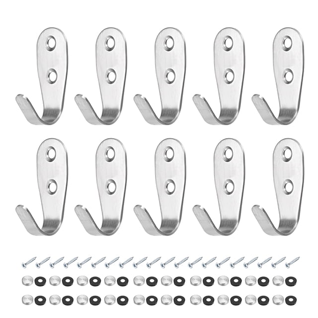 Ganchos montados en la pared Unique Bargains 10Pcs, ganchos para toallas individuales con tornillos, acero inoxidable