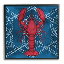 Stupell Industries Red Lobster Outline Rope Pattern Ocean Life Graphic Art Black Framed Art Print Wall Art, Design by Ziwei Li