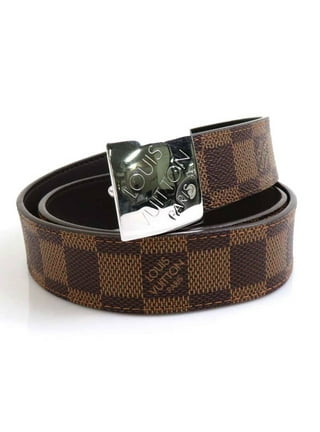 Authenticated Used LOUIS VUITTON Louis Vuitton Sun Tulle LV Initial Belt  M9821U Notation Size 90/36 Monogram Canvas Leather Brown Black Silver Metal  Fittings 