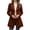 Brown, variant on Pea Coats for Women Solid Color Elegant Notched Lapel Single Breasted Overcoat Slim Fit Pleated Hem Long Jacket