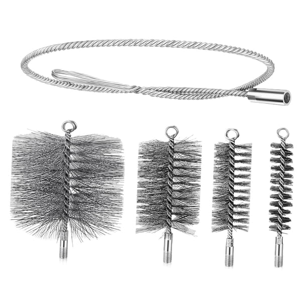 4 cepillos de limpieza para chimeneas con varilla de empuje de acero flexible, prácticos cepillos de limpieza de tubos de alambre para campanas extrac