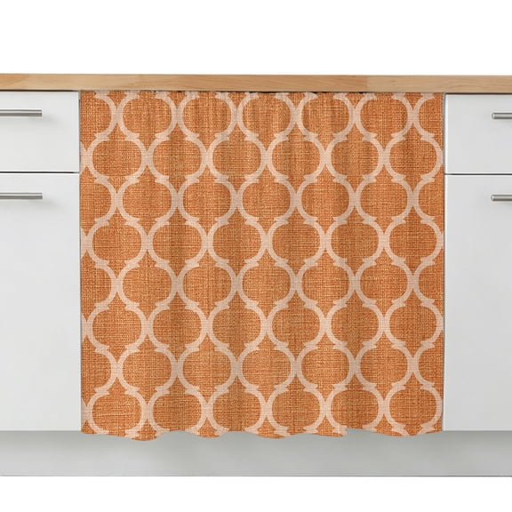 Orange Morocco Sink Skirt 11"W x 13"L,Dustproof Under Sink Curtain Skirt for Bathroom Kitchen,Farmhouse Ethnic Geometric Grid Aesthetic Adhesive Short Curtain Vanity Cover for Laundry Closet