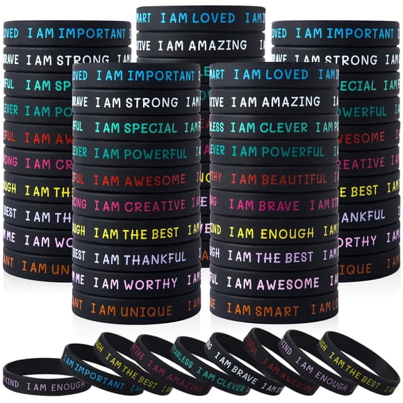 Pulseras de silicona KUCLIN Inspirational Quotes 100 unidades para niños