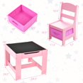 thumbnail image 6 of Olakids Kids Table and Chair Set, 3 in 1 Wood Children Desk Set with Removable Blackboard, Storage Drawer, Toddlers Activity Table Furniture for Art Crafts Drawing Reading Playroom (Pink), 6 of 17