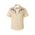 thumbnail image 4 of XIAOCHA Men's Western Scroll Print Button Down Shirt Short Sleeve Country Holiday Casual Top, 4 of 4