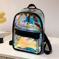 thumbnail image 3 of Summer Laser Backpack Transparent Fashion Girl Jelly Backpack for Party (Black), 3 of 9
