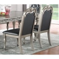 thumbnail image 3 of Miekor Furniture Majestic Formal Set of 2 Side Chairs Grey / Silver Finish Rubberwood Dining Room Furniture Intricate Design Cushion Upholstered Seat Tufted Back W5U658, 3 of 7