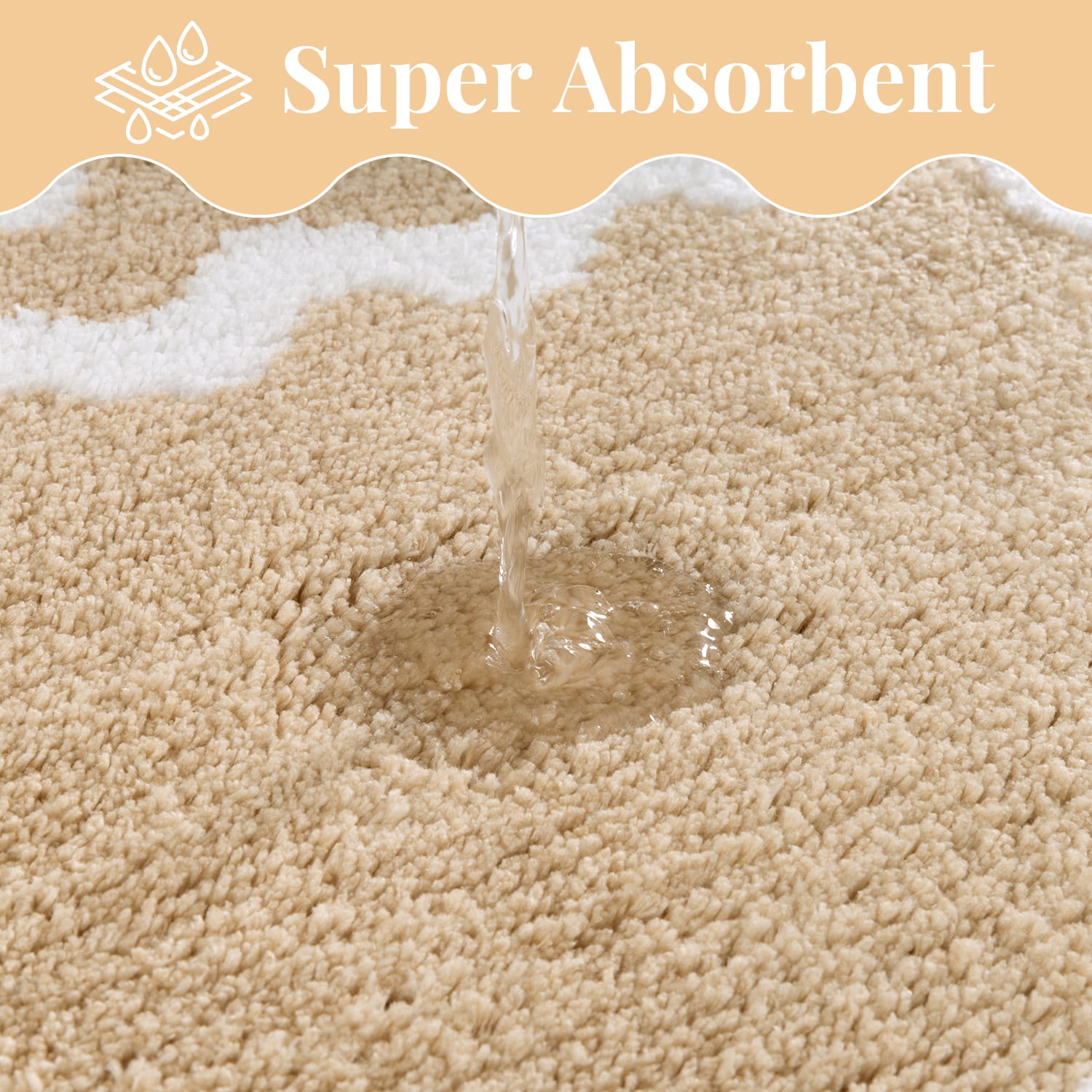 Findosom 4-Piece Bathroom Rugs Set,Non Slip Absorbent Bath Mat,Machine Washable Microfiber Quick Dry Bath Rug for Bathroom Bedroom Kitchen Shower Tub,Beige
