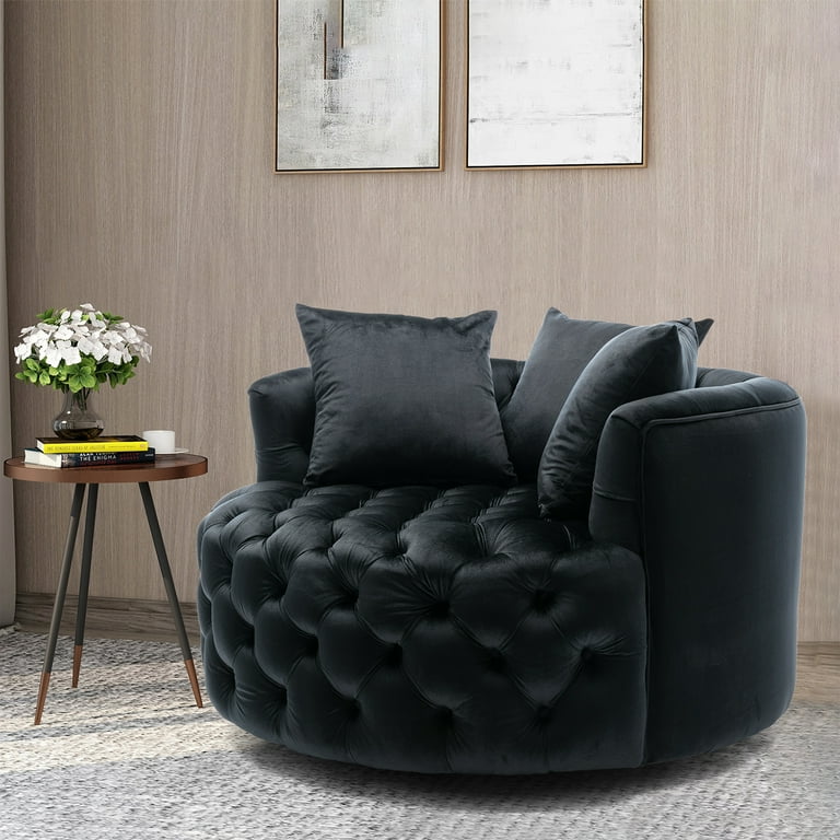 Mckinnon performance velvet discount swivel barrel chair