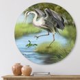 thumbnail image 2 of Designart 'Crane Hunting A Frog' Farmhouse Circle Metal Wall Art 23x23 - Disc of 23, 2 of 5