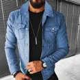thumbnail image 1 of Mens Slim Fit Biker Denim Jacket Casual Spring Fall Winter Size S to 3XL, 1 of 9