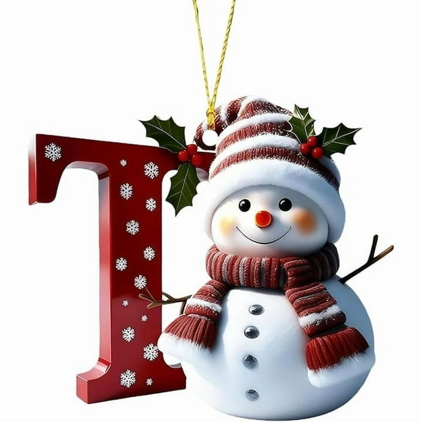 Adornos navideños de muñeco de nieve | Juego de 26 letras decorativas para una decoración navideña personalizada | Colgantes para interiores para el hogar, la oficina y fiestas