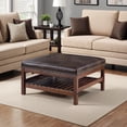 thumbnail image 3 of Designs4Comfort Silverton Coffee Table Ottoman w/Shelf in Brown Faux Leather, 3 of 6
