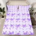 thumbnail image 2 of Manfei Purple Kawaii Bow Bed Sheets, Cute Cartoon Ribbon King Sheets, Teens Kids Girls Women Sheet Set, Luxury Bedroom Decor, 4pcs, 2 of 7