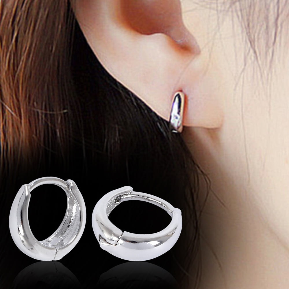 Women's & Girl's Sterling Silver Small Hoop Huggies Earrings 