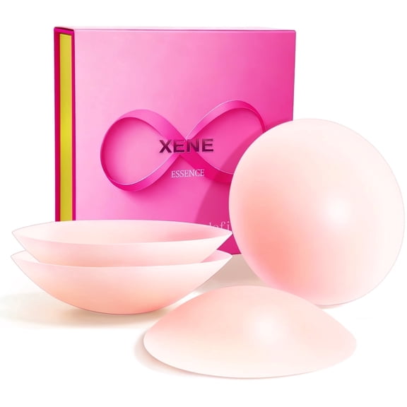 XENE Nipple Covers for Women, Nipple Covers 2 Pairs-Seamless and Sheer Adhesive Silicone Nipple Pasties for Women Reusable, Sticky Breast Petals