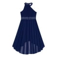 thumbnail image 4 of Manyakai Girls Shiny Sequin Sleeveless High-low Hem Flower Girls Dress Wedding Birthday Navy Blue 12, 4 of 7