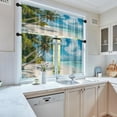 thumbnail image 2 of 36 Inch Kitchen Curtains Beach Ocean Window Curtains and Valances Set of 3, Tropical Plants Blue Sea Summer Coastal Short Tier Curtain, Vintage Small Kitchen Decor, 2 of 6