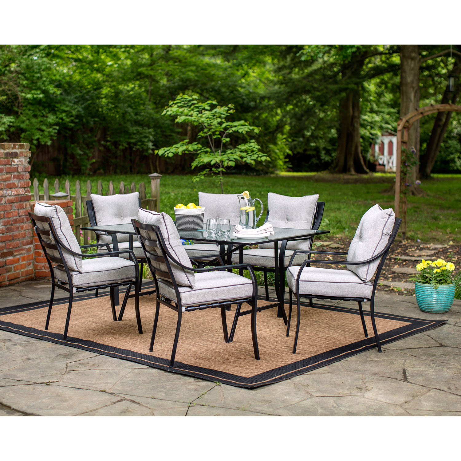 Hanover Lavallette 7-Piece Outdoor Dining Set with Rust Resistant, Heavy-duty Steel