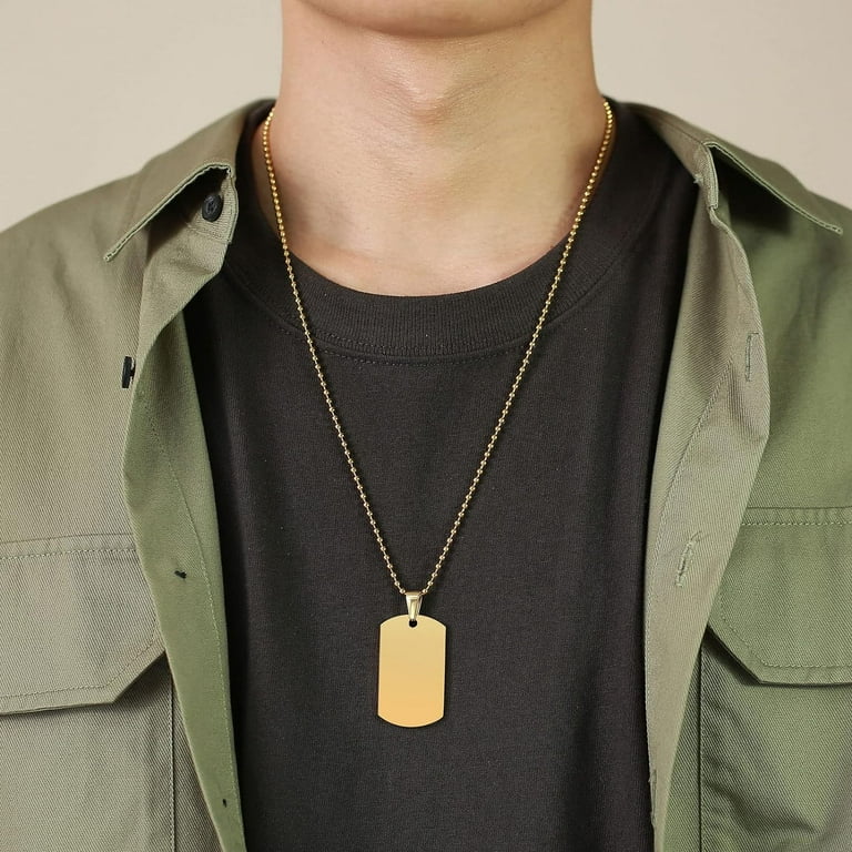 Dog Tag Chain Necklace Stainless Steel Military Dog Tag Chain for Men Women Bead Ball Necklace 20 30 Inches Gold 2 mm wide 24.0 Inches Walmart