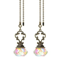 2-Pack Crystal Light Pull Chain Pendant for Ceiling Fan Lighting Accessory Replacement