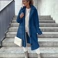 thumbnail image 6 of Fesfesfes Women's Casual Long Fleece Coat Lapel Collar Button Down Midi Length Plush Winter Warm Jacket Outwear with Pockets for Fall Winter Seasonal Daily Wear, 6 of 9