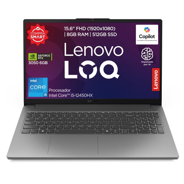 Laptop Lenovo LOQ 83LK00EWLM Core™ i5-12450HX NVIDIA GeForce RTX 3050 8GB RAM 512GB SSD Gris