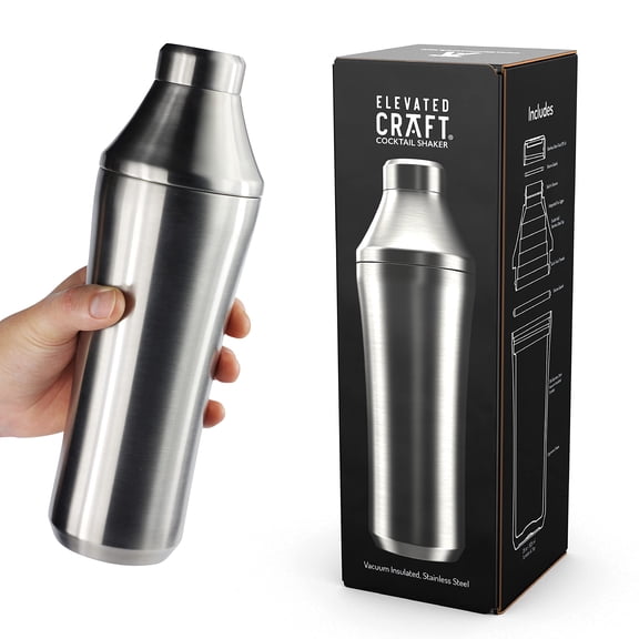 Elevated Craft Hybrid Cocktail Shaker - Premium Vacuum Insulated Stainless Steel Cocktail Shaker - Innovative Measuring System - Elevate Your Home Bar Experience - 28oz Total Volume 1