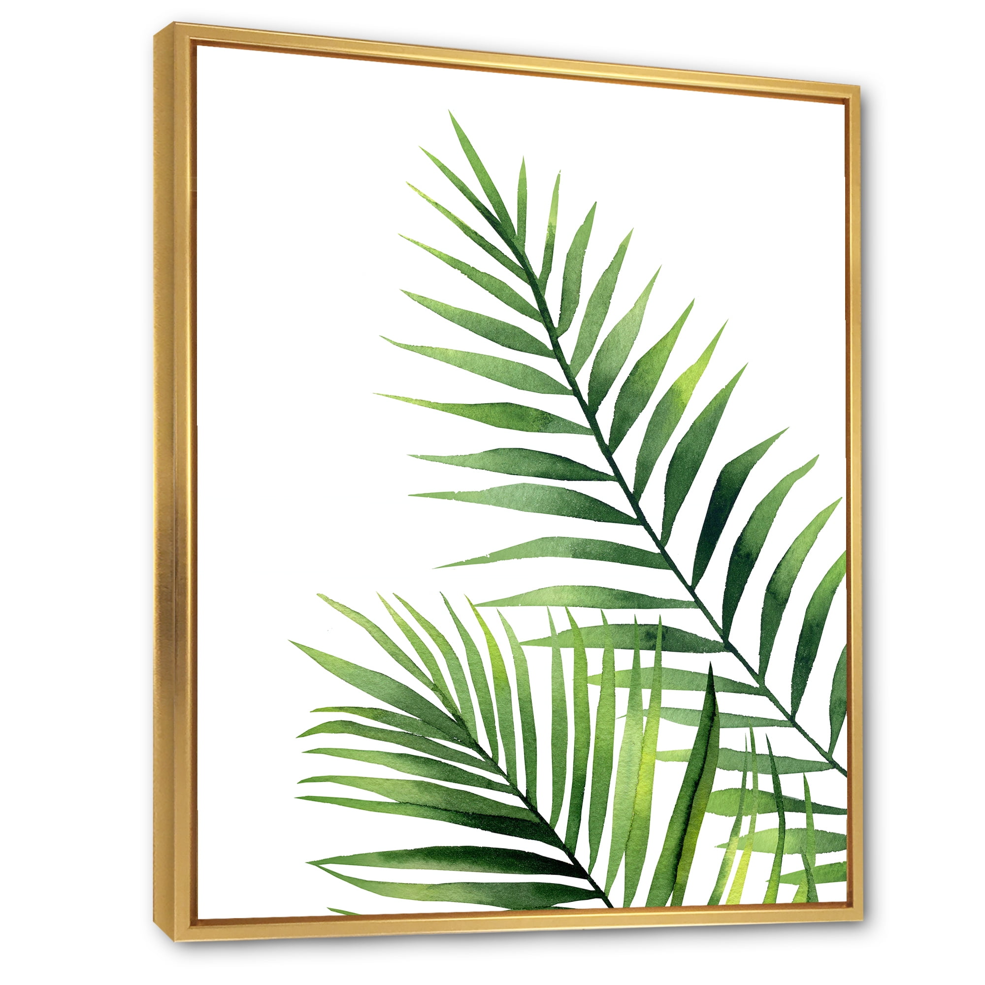 Designart 'Fern Plant Leaves Detail III' Farmhouse Framed Canvas Wall Art Print
