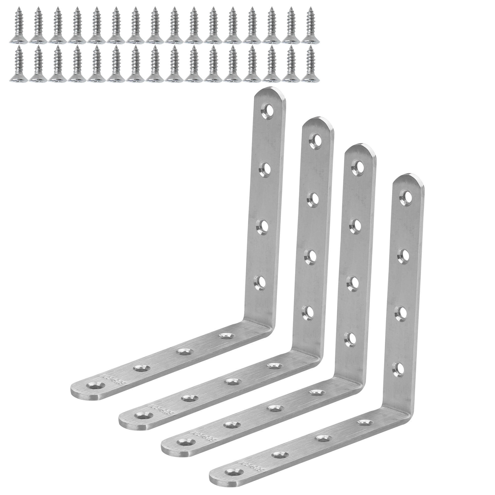 Uxcell 125x125mm Stainless Steel L Shaped Angle Brackets with Screws ...
