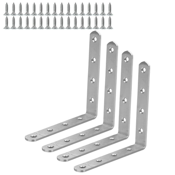 Uxcell 125x125mm Stainless Steel L Shaped Angle Brackets with Screws