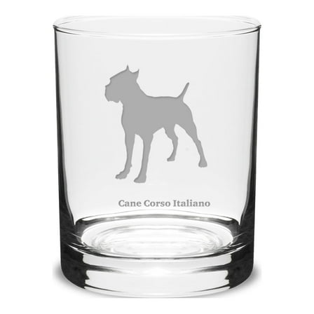 Cane Corso Italiano Deep Etched 14 oz Classic Double Old Fashion Glass