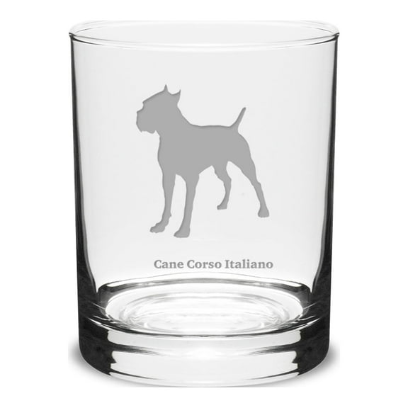 Cane Corso Italiano Deep Etched 14 oz Classic Double Old Fashion Glass