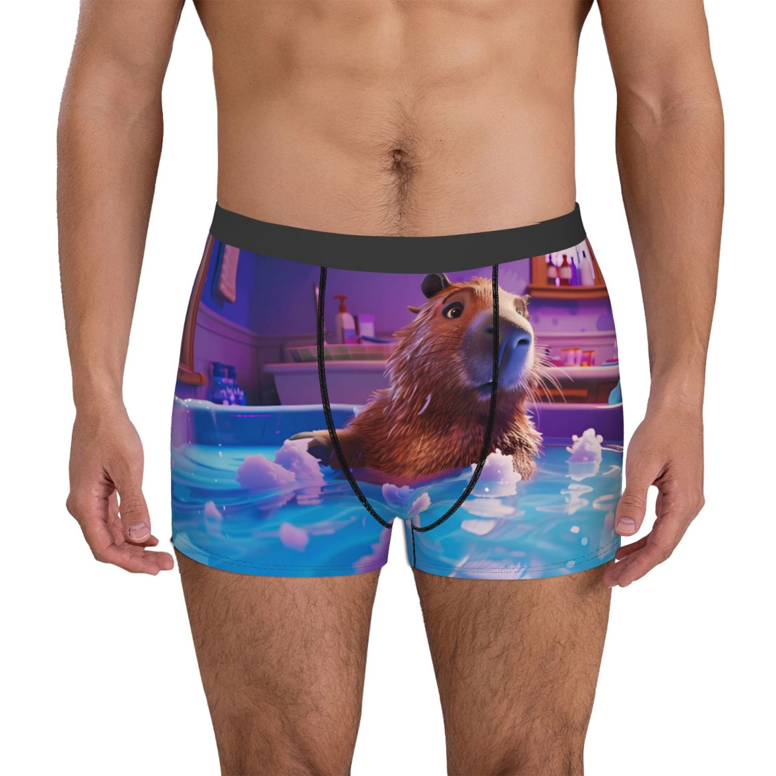 Bingfone Capybara Bathtub Fun for Men's Underwear - Casual Stretch Boxer Briefs-X-Large