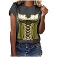 thumbnail image 1 of Pompotops Femmes de la Mode Décontractée en Vrac Chemisier Oktoberfest Impression Col Rond T-Shirt Chemisier Imprimé Tee-Shirt Dégagement, 1 of 5
