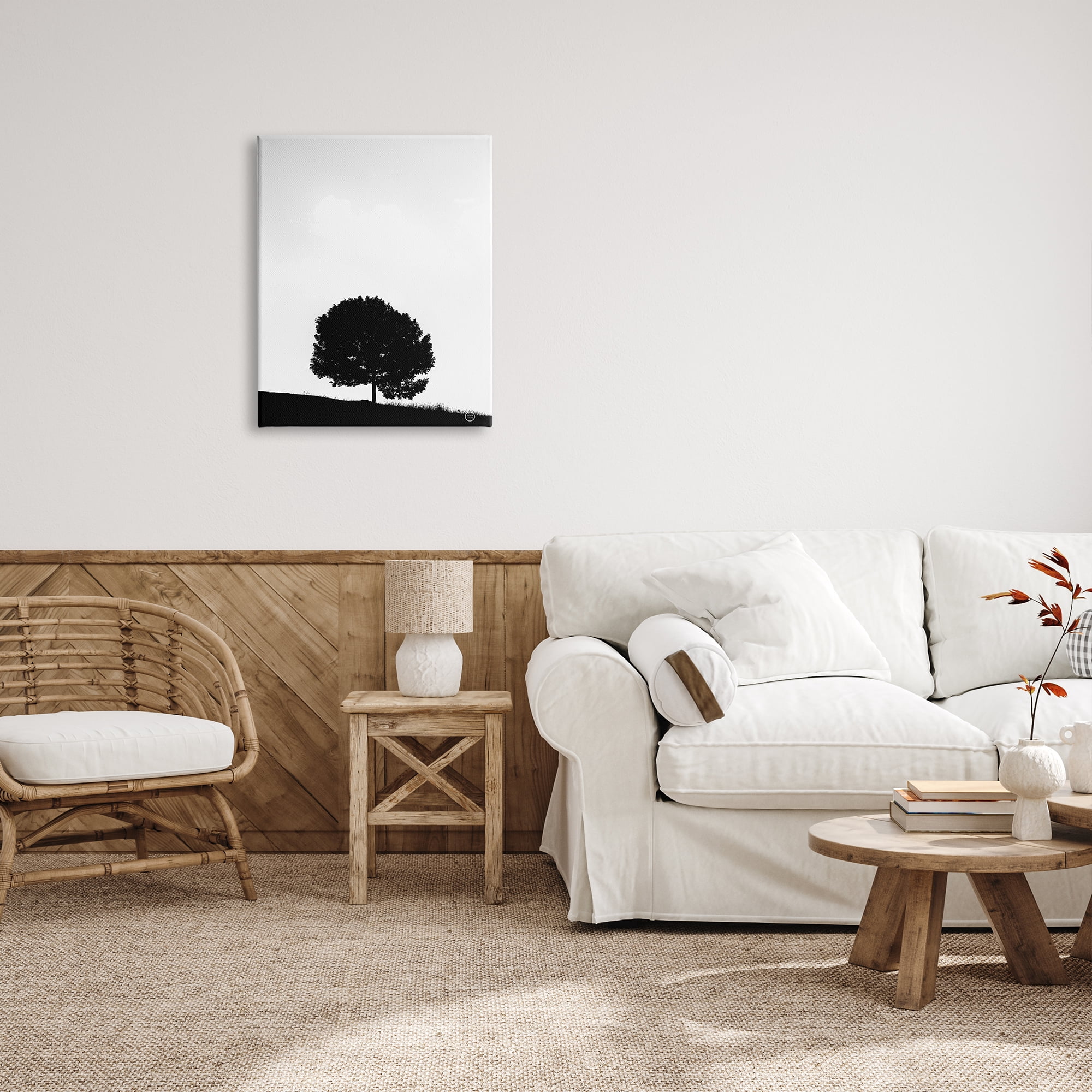 Stupell Industries Minimal Sycamore Tree Silhouette Black White Nature Photography, 24 x 30, Design by Nathan Larson