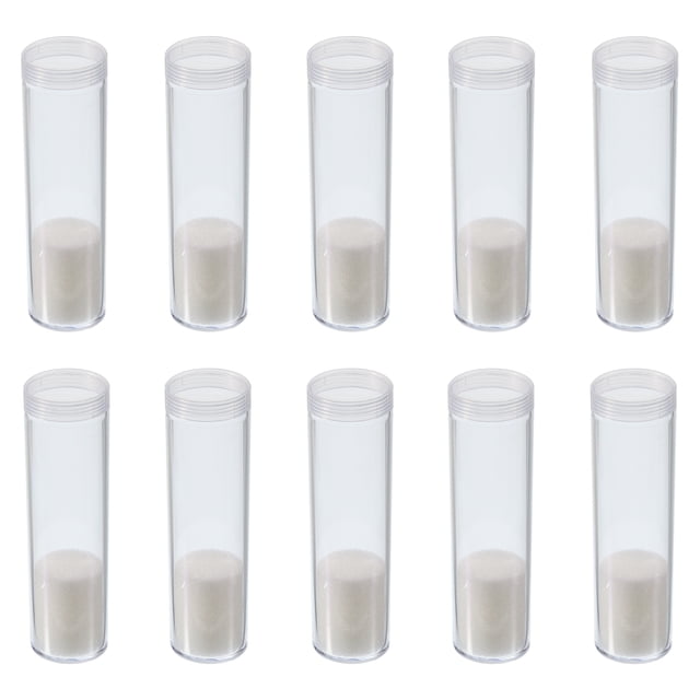 Uxcell Round Coin Tubes Coin Storage Tubes Coin Holders Containers Fit 25mm Coins, Clear 10 Pack