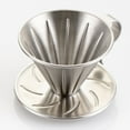 thumbnail image 2 of WHAMVOX Stainless Dripper Cone Coffee Drip Filter Cup Permanent Coffee Maker with Separate Stand for 12 Cups (Silver), 2 of 8