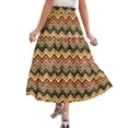 thumbnail image 5 of Women's Bohemian Maxi Skirt, Floral High Waist Drawstring Tiered Skirt, Lightweight Flowy Skirt for Vacation, Beachwear and Festival,Orange,2XL, 5 of 7