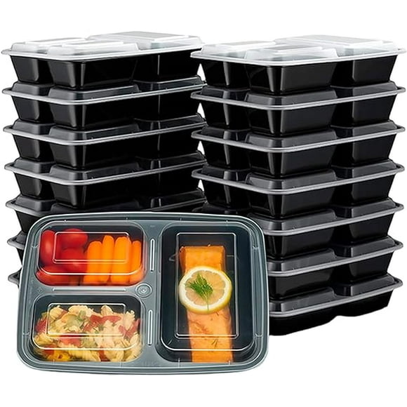 Contenedores para Alimentos Bluelander Set de 20 Piezas con 3 Divisiones Reutilizables